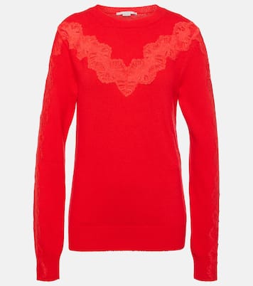 Jersey de lana con ribete de encaje | Stella McCartney