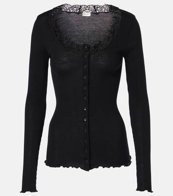 Lace-trimmed wool and silk cardigan | Saint Laurent