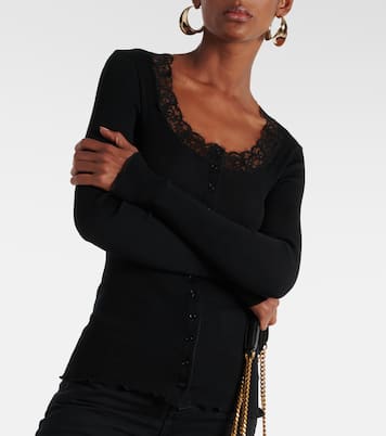 Lace-trimmed wool and silk cardigan | Saint Laurent