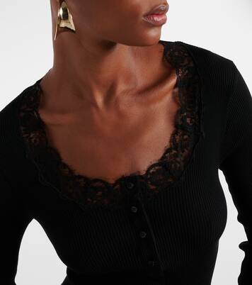 Lace-trimmed wool and silk cardigan | Saint Laurent