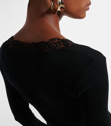 Lace-trimmed wool and silk cardigan | Saint Laurent