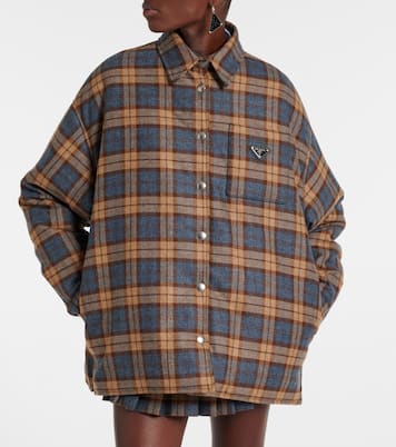 Plaid wool overshirt | Prada