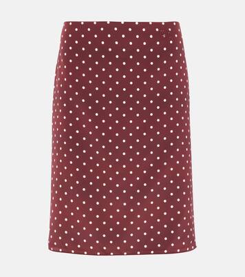 Jupe crayon en soie à pois | Miu Miu