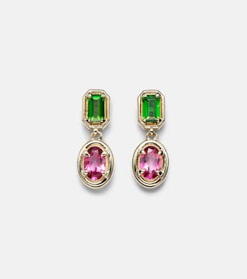 Boucles d'oreilles Duchess Orchid en or 10 ct, chrome diopside et topaze | Stone and Strand