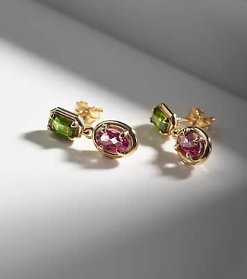 Boucles d'oreilles Duchess Orchid en or 10 ct, chrome diopside et topaze | Stone and Strand