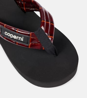 Logo leather platform thong sandals | Coperni