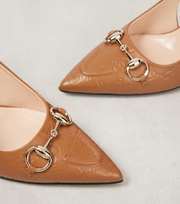 Horsebit GG leather slingback pumps | Gucci