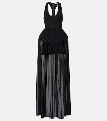 Abito lungo in jersey e chiffon | David Koma