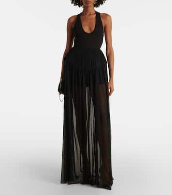 Abito lungo in jersey e chiffon | David Koma