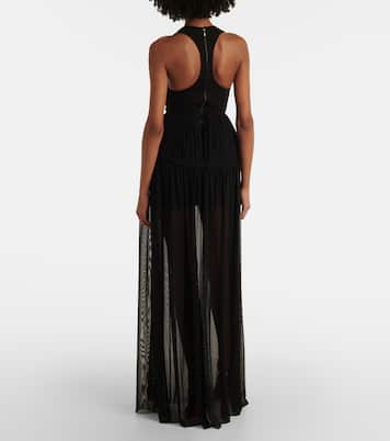 Abito lungo in jersey e chiffon | David Koma