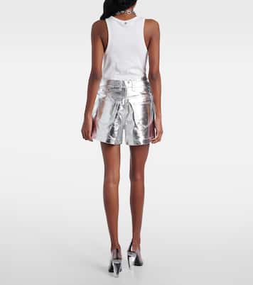 Shorts in cotone metallizzato a vita alta | Rabanne