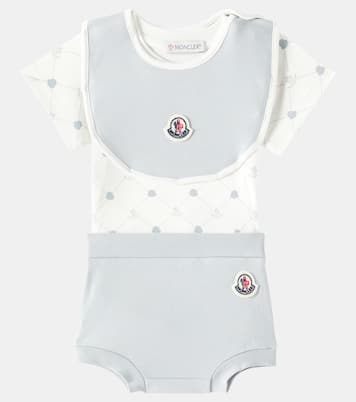 Bébé - Set de grenouillère, culotte bloomer et bavoir en coton mélangé | Moncler Enfant