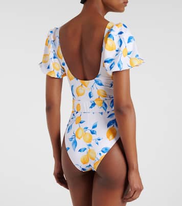 Jeanie belted printed swimsuit | Alexandra Miro