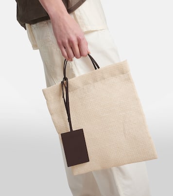 Barn leather-trimmed tote bag | The Row