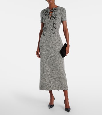 Vestido largo de tweed en mezcla de algodón | Oscar de la Renta