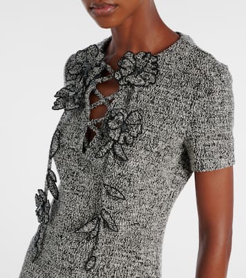 Vestido largo de tweed en mezcla de algodón | Oscar de la Renta
