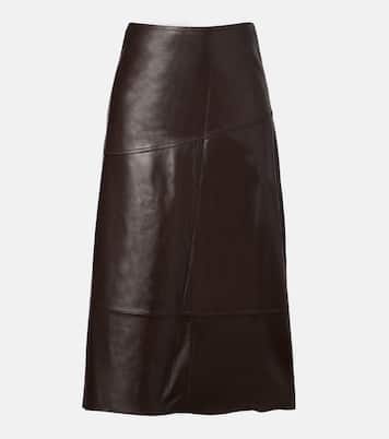Leather midi skirt | Yves Salomon