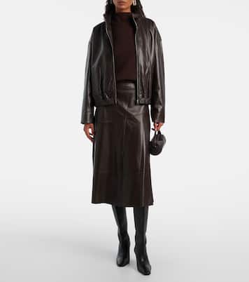 Leather midi skirt | Yves Salomon