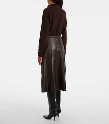 Leather midi skirt | Yves Salomon