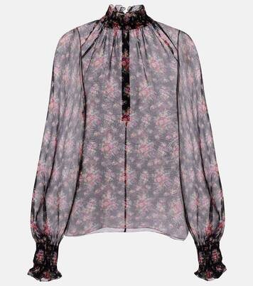 Floral ruffled sheer silk blouse | Dolce&Gabbana
