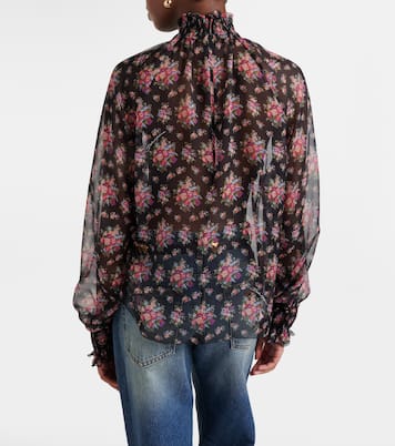 Floral ruffled sheer silk blouse | Dolce&Gabbana
