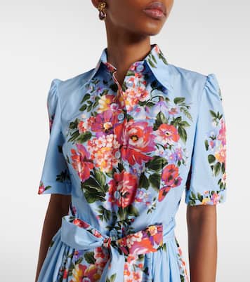 Floral belted cotton poplin shirt dress | Dolce&Gabbana