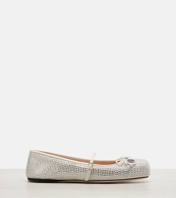 Horsebit embellished leather ballet flats | Gucci