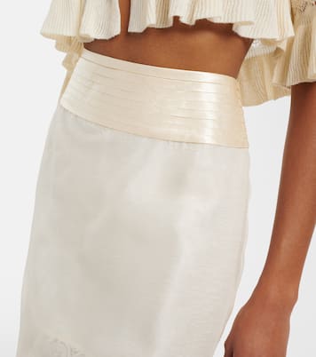 تنورة ميدي من التول مقلّمة بالدانتيل | Xu Zhi