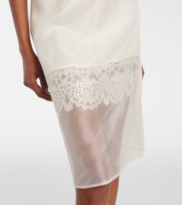 تنورة ميدي من التول مقلّمة بالدانتيل | Xu Zhi