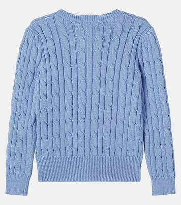 Cable-knit cotton-blend cardigan | Polo Ralph Lauren Kids