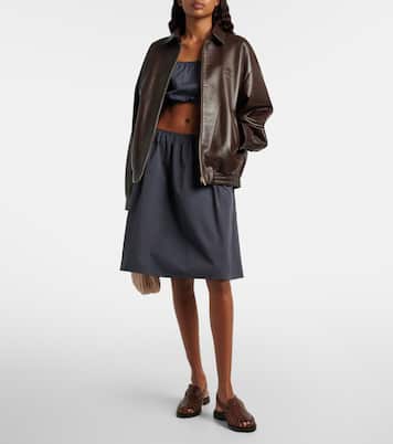 Off-shoulder cotton poplin crop top | Miu Miu