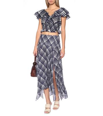 Top Megan a quadri in lino e seta | Rixo