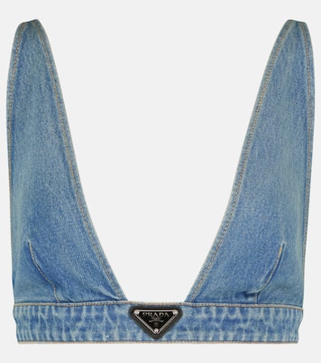 Brassière en jean à logo | Prada