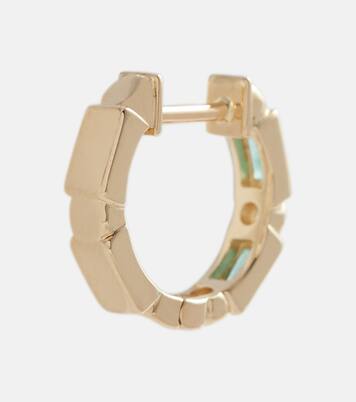 Boucles d’oreilles Huggie en or 14 ct, diamants et émeraudes | Sydney Evan