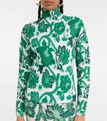 Textured floral turtleneck top | Etro