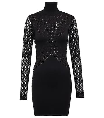 Vestido corto perforado con cuello mock | Dion Lee