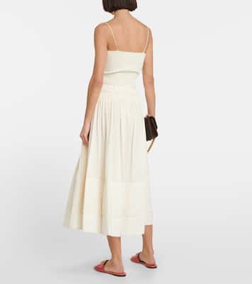 Falda midi de algodón y lino | Tory Burch