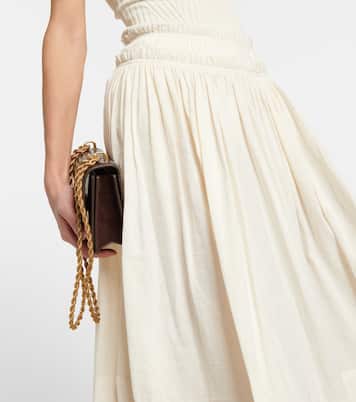 Falda midi de algodón y lino | Tory Burch