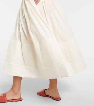Falda midi de algodón y lino | Tory Burch