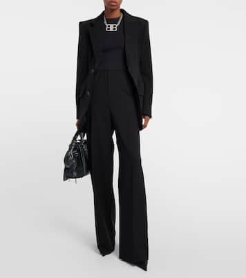Pantaloni a gamba larga in lana | Balenciaga