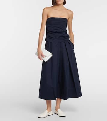Strapless cotton and silk midi dress | CO