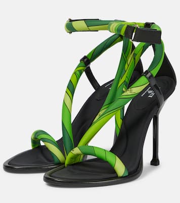 Iride leather-trimmed satin sandals | Pucci