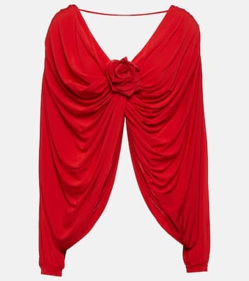 Floral-appliqué draped jersey top | Giuseppe di Morabito