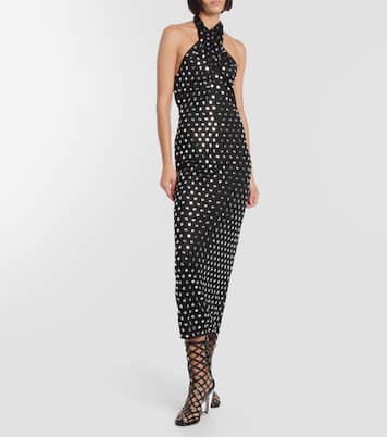 Abito midi con scollo all'americana e borchie | Alaïa
