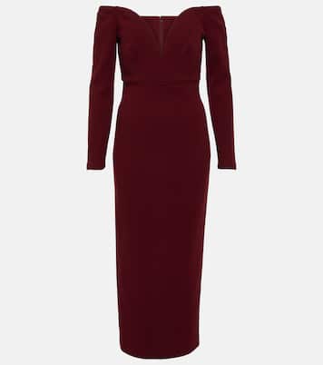 Robe midi en laine à encolure bardot | Roland Mouret