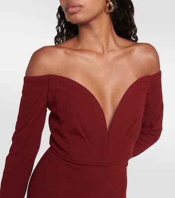 Robe midi en laine à encolure bardot | Roland Mouret
