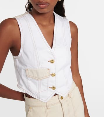 Cropped denim vest | Ganni