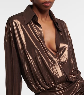 Draped metallic minidress | Norma Kamali