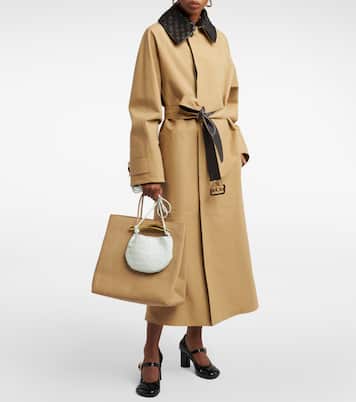 Trench in misto cotone con pelle | Bottega Veneta