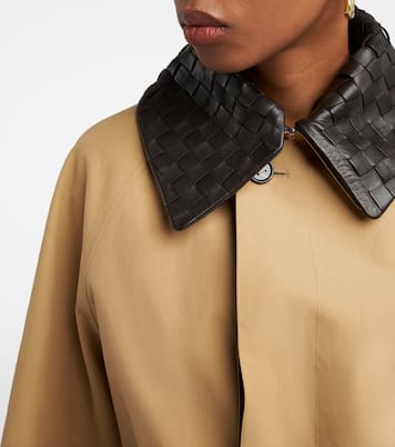 Trench in misto cotone con pelle | Bottega Veneta